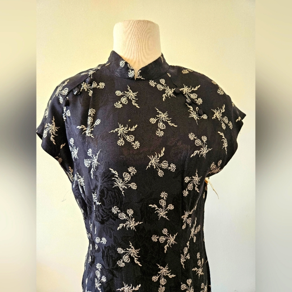 Vintage Carole Little Black Mandarin collar dress